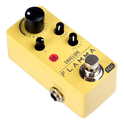 Pedal Mini Filtro Envelope Auto Wah Guitarra O Bajo Flamma Color Amarillo