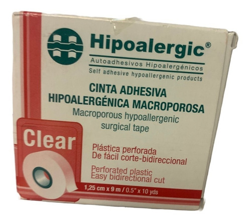 Hipoalergic Clear Tela Adhesiva 1,25 Cm X 9 Mts X 12 Uds
