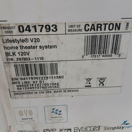 Imagen 3 de 4 de **oferta** Sistema De Cine En Casa Bose Lifestyle V20, Nueva