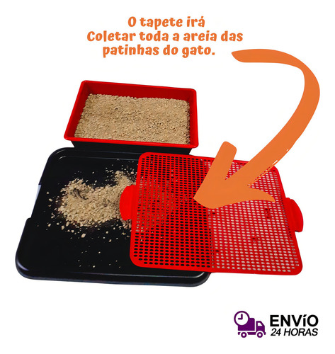 Alfombrilla colectora de arena para caja de arena con forma de gato Color rojo: Pipi
