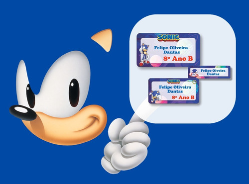 70 Etiquetas Escolar Personalizada Infantil Sonic Desenho