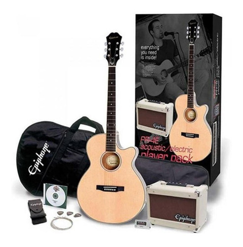 Pack Guitarra Electroacústica EpiPhone Pr4e Nat