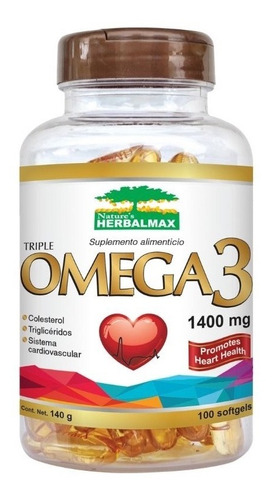 Omega 3 Fish Oil 1400 Mg 100 Softgels Capsulas