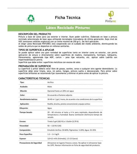 Latex Reciclado Pinturec Extracubrien Rojo Pomaire 4 Galones