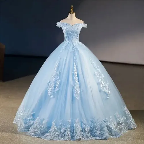 Vestido Xv Años 15 Años Fino Cenicienta Azul Quinceañera