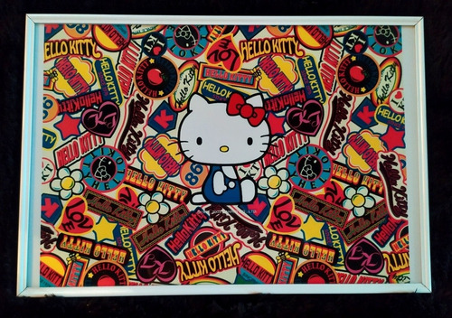 Cuadro Enmarcado De Hello Kitty / Medidas: 48cm X 33cm