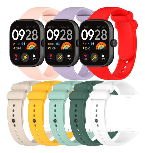 8 Correa Silicon Para Redmi Watch 4 / Xiaomi Mi Band 8 Pro