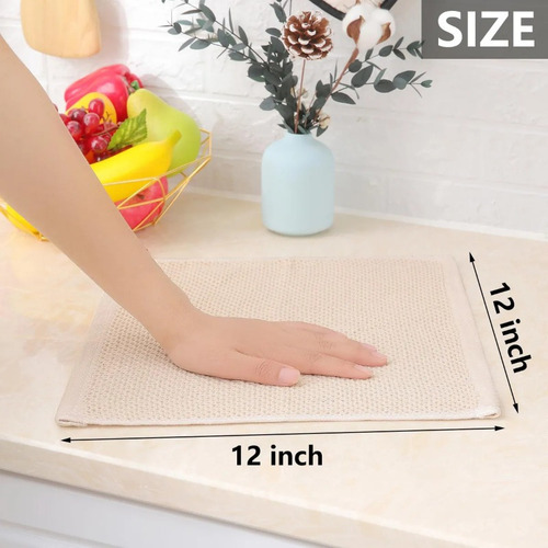 Zh Juego Cocina Algodón Gofre Ultra Suave 6 Piezas 34 X 34