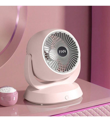Ventilador Aire De Escritorio Cargo Usb De La Oficina Y Casa Cantidad De Aspas 3 Estructura Rosa Aspas Gris Diámetro 3 Frecuencia 50 Material De Las Aspas Plástico