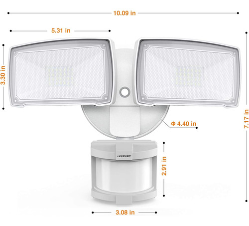 Led Motion Sensor Security Lights Outdoor, 30w 3200lm, 5500k