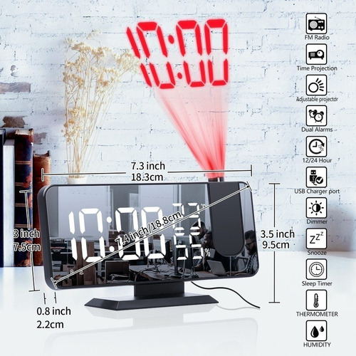 Pantalla De Radio Led De Proyección Grande Con Reloj Despert