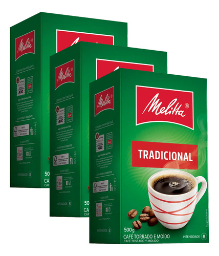 Café Em Pó Tradicional Melitta 500g Kit 3