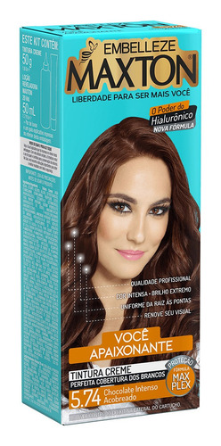 Kit Tintura Maxton  Tintura creme tom 5.74 chocolate intenso acobreado para cabelo