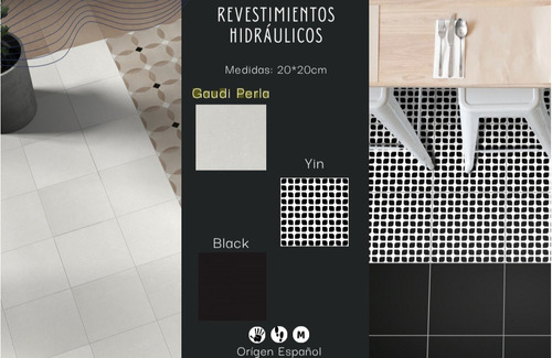 Disu Porcelanato Hidraulico Yin Blanco-negro 20x20 Paredpiso