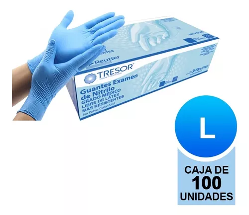 GUANTE NITRILO TRESOR TALLA L CAJA 100 UN