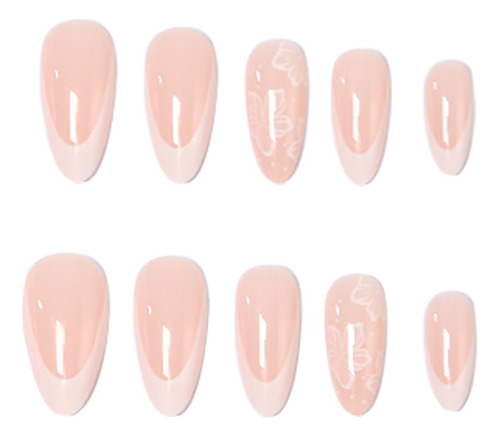 Unhas Postiças Francesas Simples Com Flores Brancas E Unhas