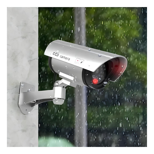 Camara Seguridad Falsa Exterior Con Luz Led Vigilancia