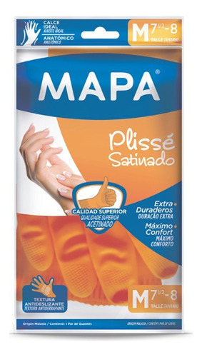 Guante Mapa Pirelli Plisse Naranja Limpieza Caja 30 Pares