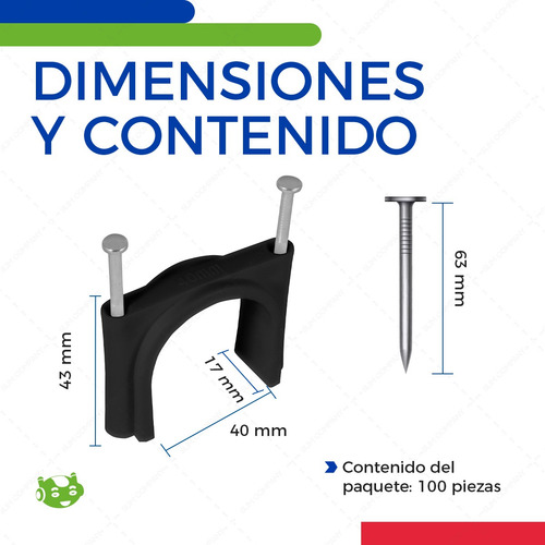100 Abrazadera Plastica Para Tuboplus En U De 2 1/2 In 40mm