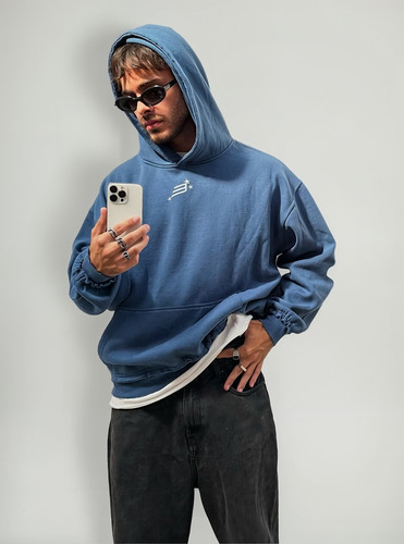 Buzo Hoodie Azul | Bmb Project(l/xl)