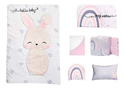 Set De Edredón Cama, Cuna Y Corral, 6 Pzas. Varios Diseños. Hello Baby