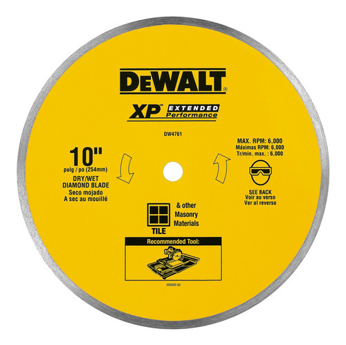 Disco Diamante 10 Rin Continuo Dewalt Dw4761 Color Amarillo