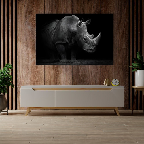 Cuadro Decorativo Para Sala Rinoceronte B/n