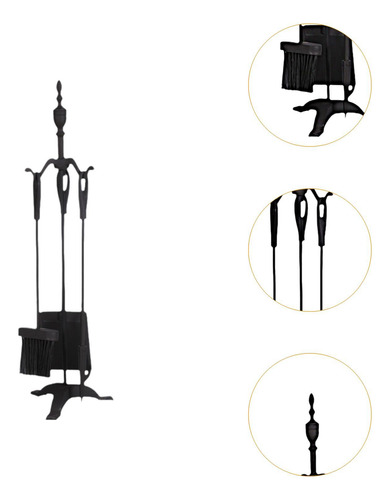 Juegos De Herramientas Para Chimenea Con Soporte De Pala Y