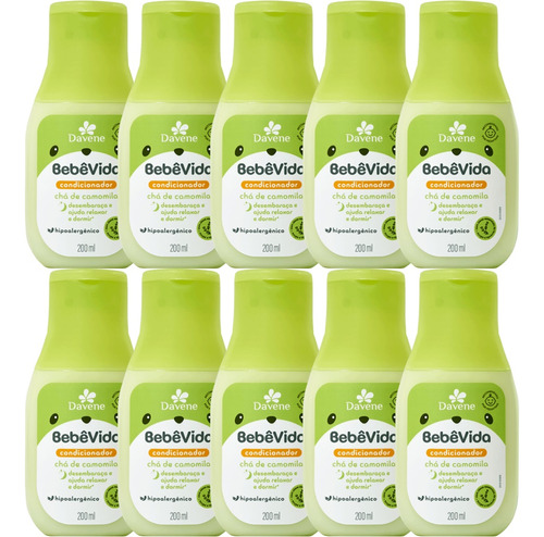  10un Condicionador Bebe Vida Cha De Camomila 200ml Davene