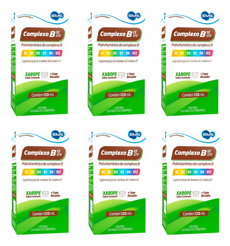 Kit Complexo B Liquido Sabor Caramelo Com 6un De 120ml Cd