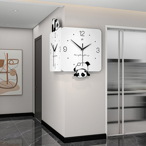 A Reloj De Pared De Esquina, Arte De Pared, Panda De Dibujos