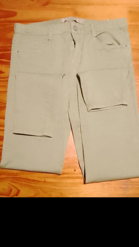 Pantalón Mujer Verde Claro Denim Zara Importado Talle 38 (Usado)