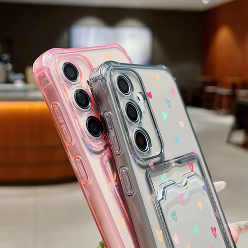 Funda De Tpu Para Samsung Galaxy Tipo Billetera Con Tarjetero Con Corazones Pequeños