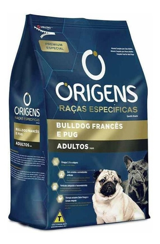 Alimento Origens Premium Especial Raças Específicas Bulldog Francês E Pug para cão adulto de raça pequena sabor frango e cereais em sacola de 10.1kg