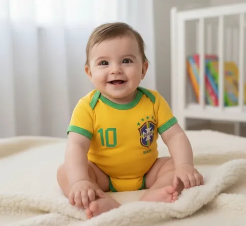 Body Bebê Time Futebol Camisa Brasil Seleção Brasileira Copa