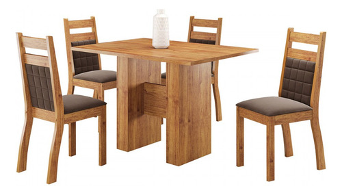 Mesa De Jantar 4 Lugares Blanc Mel/bombom - Viero Móveis Tampa Marrom