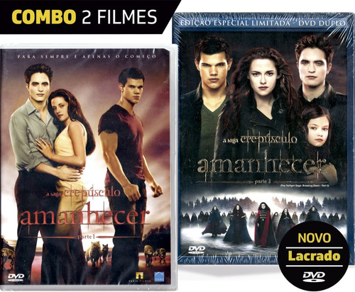 Dvd A Saga Crepúsculo Amanhecer Parte 1 E 2 - Novos Lacrados