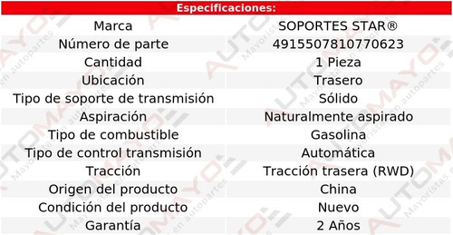 Tacón Transmisión Trasero Soportes Star 528i L6 3.0l 2011