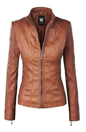 Chaqueta Biker Acolchada De Cuero Sintético Para Mujer Lock 