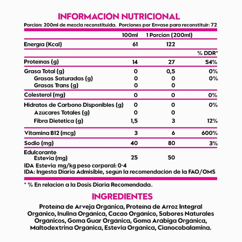Imagen 3 de 5 de Proteína Vegana Chocolate S. + Creatina Monohidrato 400gr