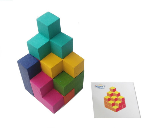 Imagen 2 de 5 de Ingeniacrea: Cubo Soma Puzzle De Bloques De Armar Con Retos