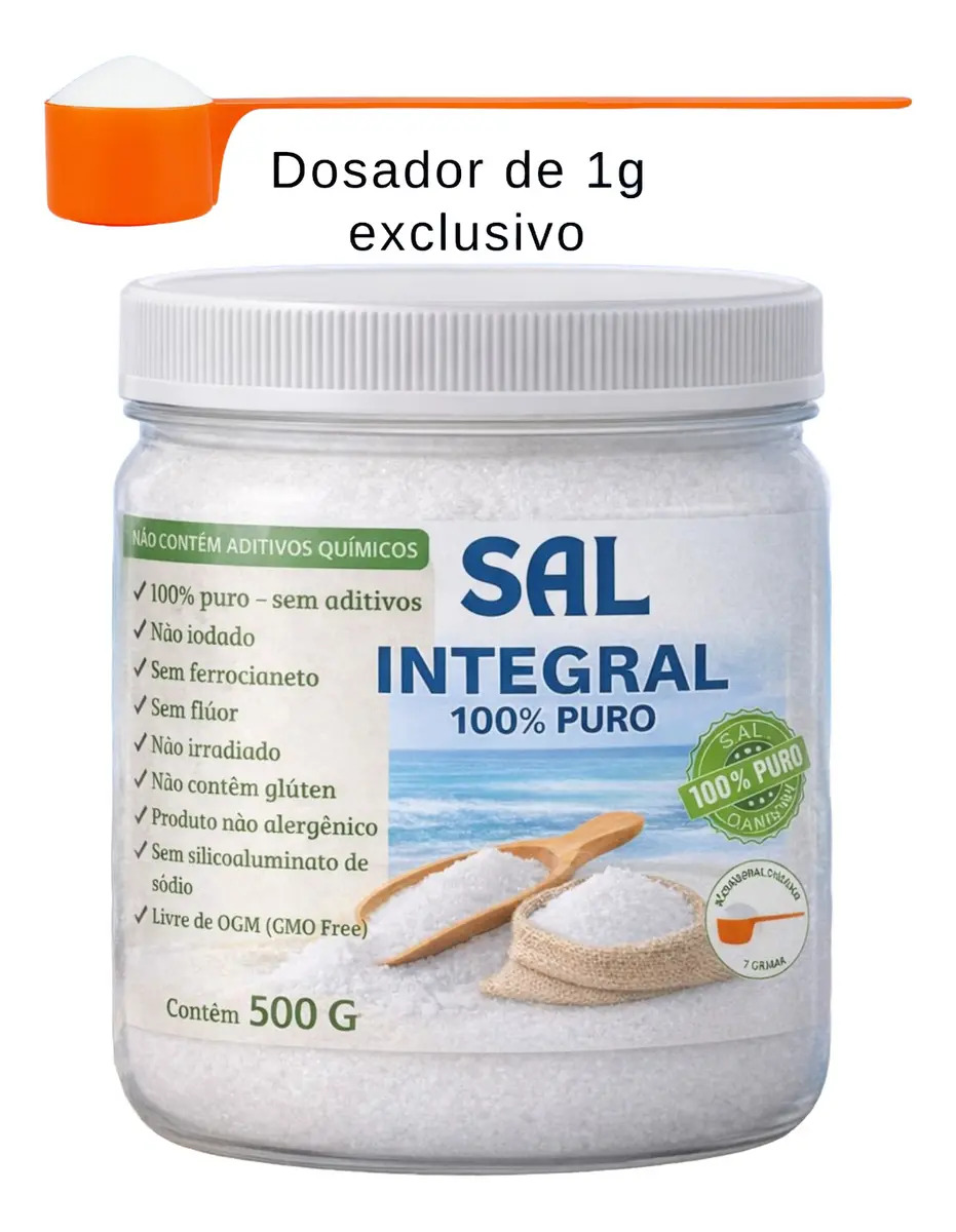 Sal Integral Natural S/ Iodo Culinário 500g Rico Em Minerais