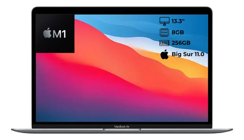 Notebook Apple Macbook Air 13.3 M1 8-core 8gb 256gb Ssd Gris