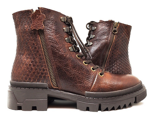 Imagen 3 de 9 de Zapato Bota Para Dama Casual Piel Vacuno Natural Grabada
