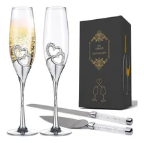 Comprar Set De Copas Para Novios Boda Brindis Novios Champagne Plata