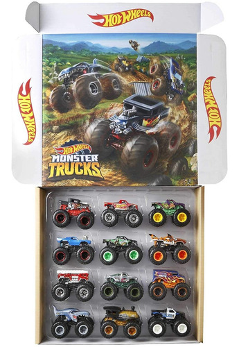 Hot Wheels Monster Truck Set X12 Camiones Metal Originales