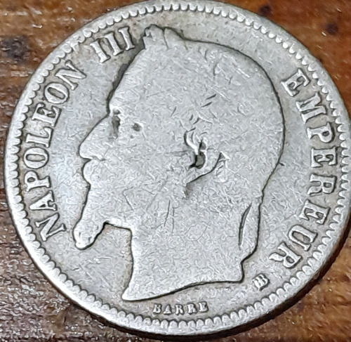 Moneda 1 Franco Napoleón Ill 1867 Segundo Imperio Plata