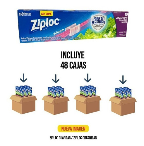 48 Cajas - Ziploc Para Guardar Smart Zip 10 Bolsas/caja