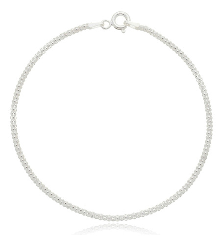Pulseira Pipoca Luxo Feminina 18cm 2mm Moda De Prata 925 Comprimento 18 Cm Cor Prateado Diâmetro 18 Cm