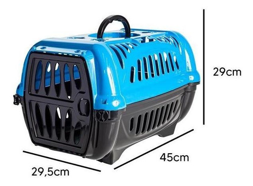 Caixa De Transporte Gato Cachorro Pequena Azul N1 Jel Plast